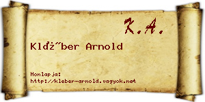 Kléber Arnold névjegykártya